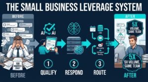 Stop doing the same thing 100 times a day. Learn how a Small Business Leverage System-an AI workflow